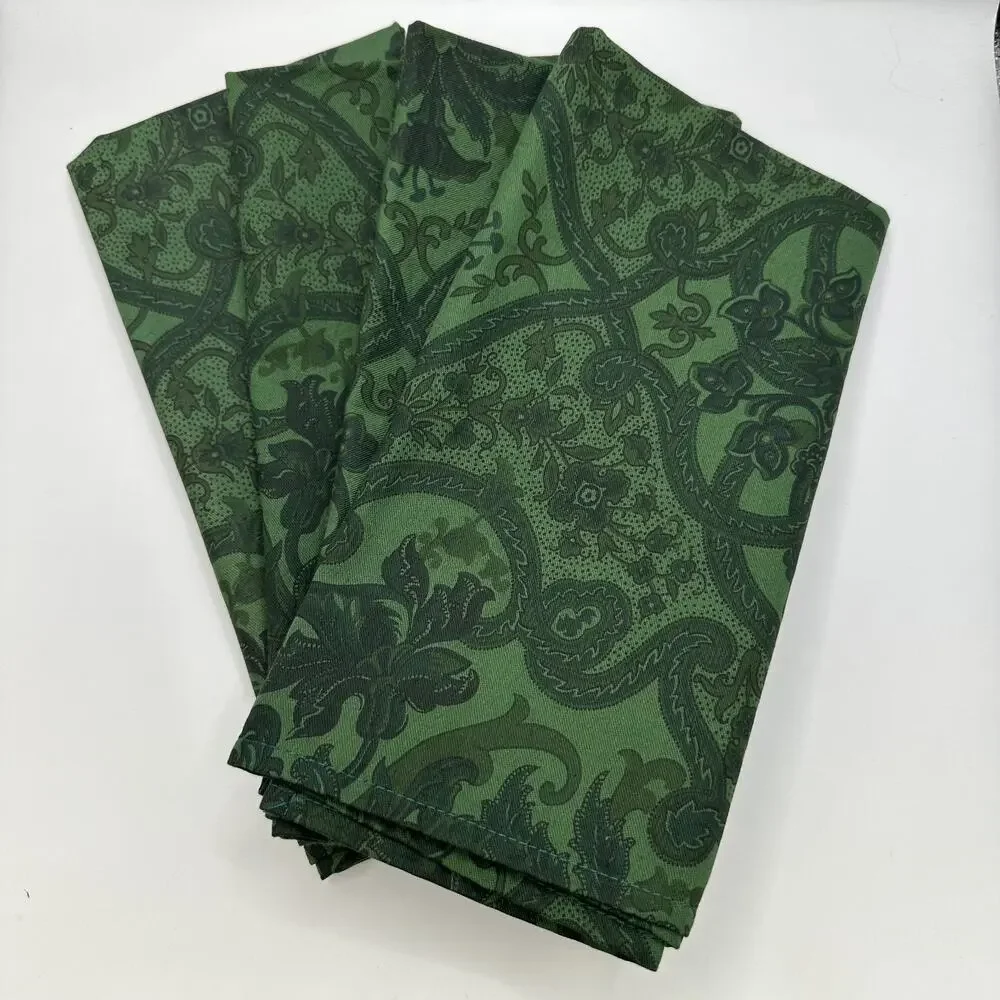 Emerald Green Zina Vasi 100% Cotton Regal Floral Linen Napkin Set of 4 Party